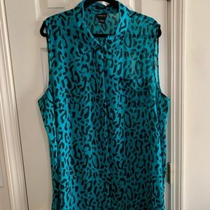 EUC Sheer Leopard Print Button Down Top